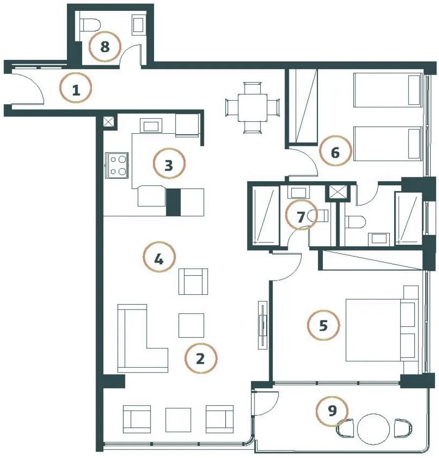Whitestone Residences 2 bed floor plan, 1,170 sqft