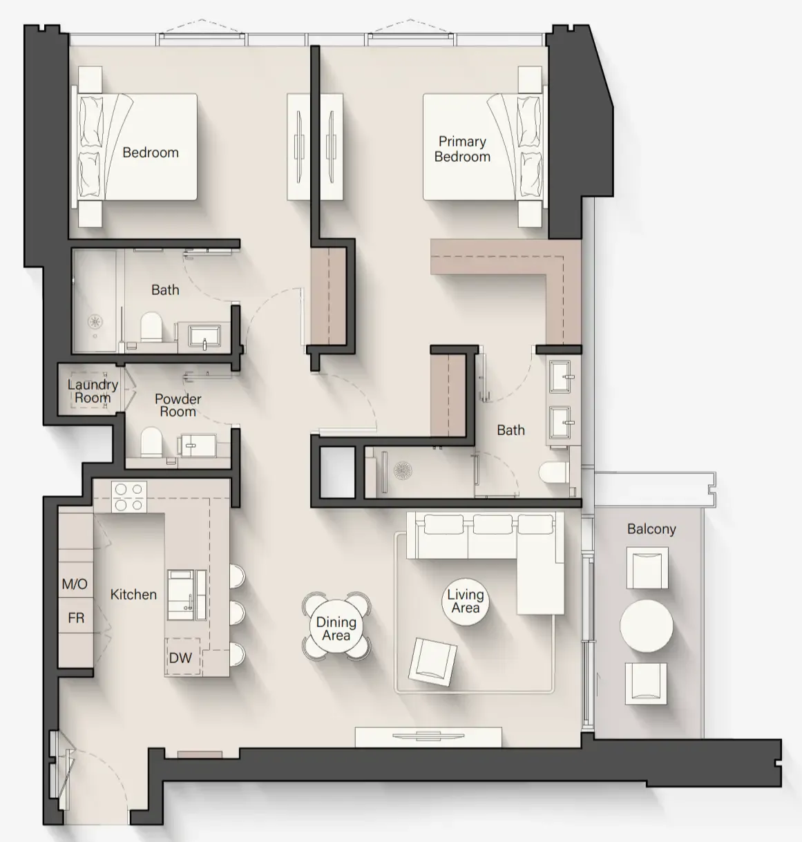 Eltiera Views 2 bed floor plan, 1,284 sqft