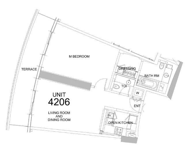 Damac Towers by Paramount 1 bed floor plan, 1,055 sqft