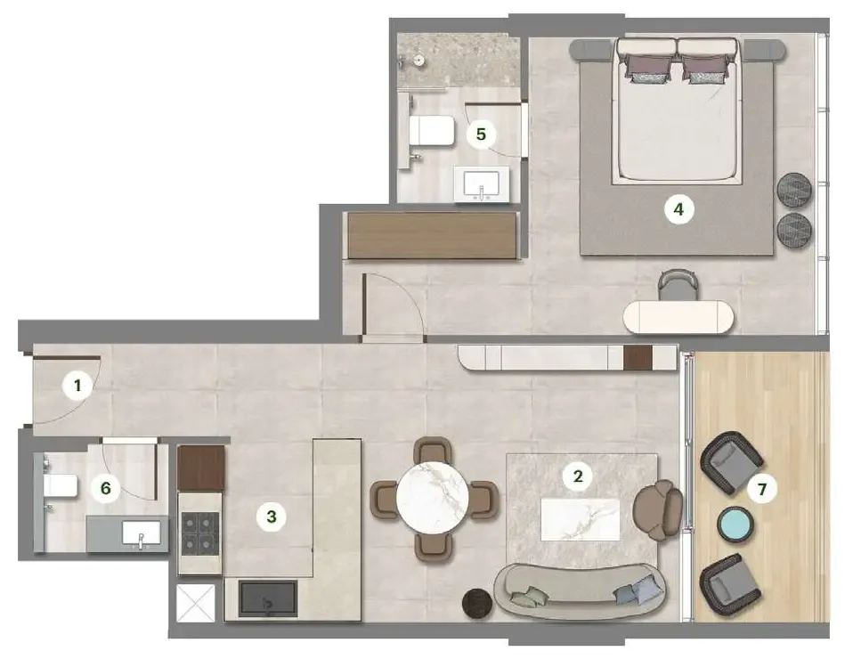 Parkgreen Residences 1 bed floor plan, 656 sqft