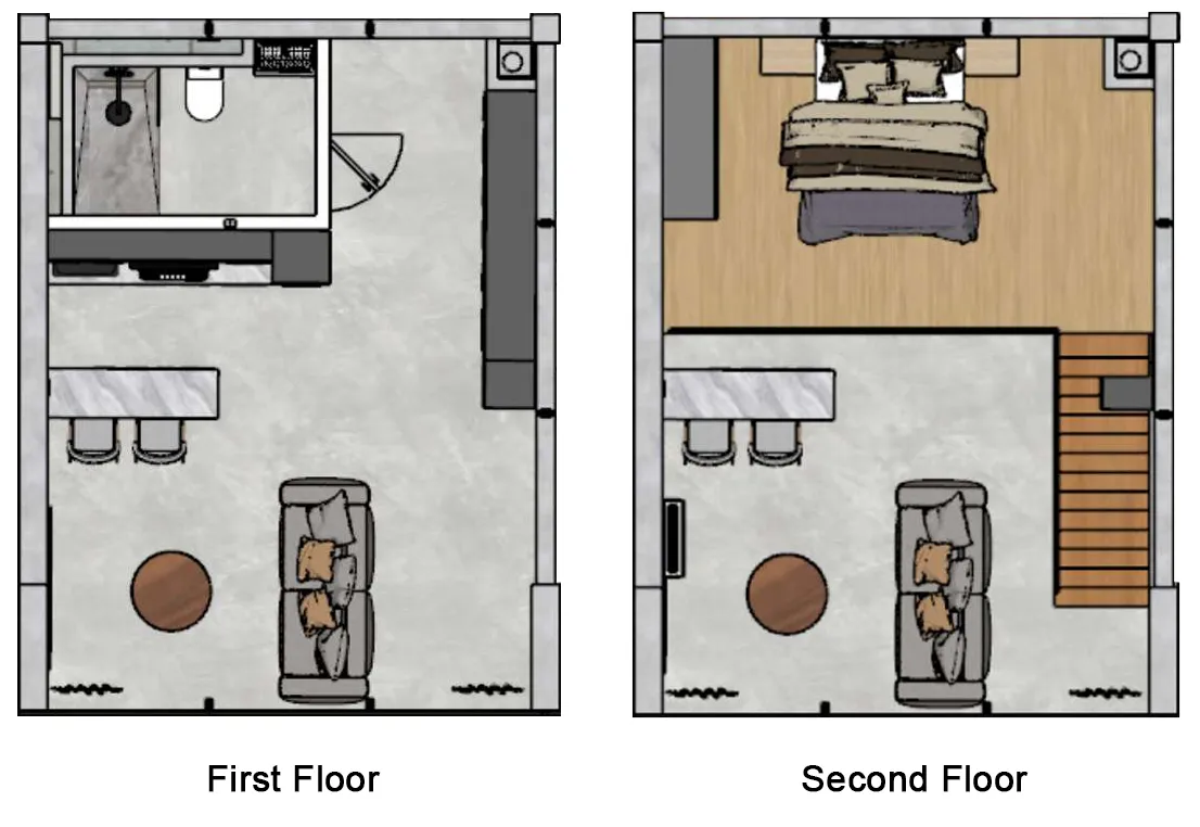 Swoi Loft Apartments 1 bed floor plan, 614 sqft