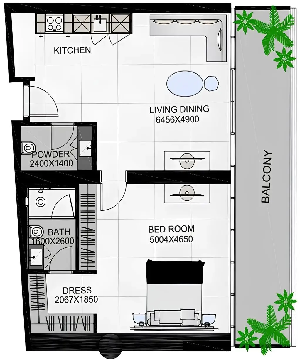 The Community Sports Arena 1 bed floor plan, 1,019 sqft
