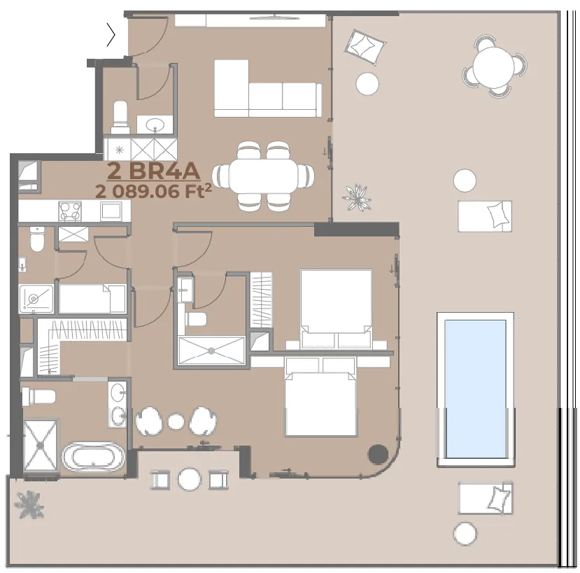 House of WELL 2 bed floor plan, 2,237 sqft