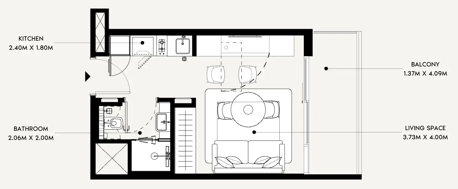 Azizi Leily Studio floor plan, 330 sqft