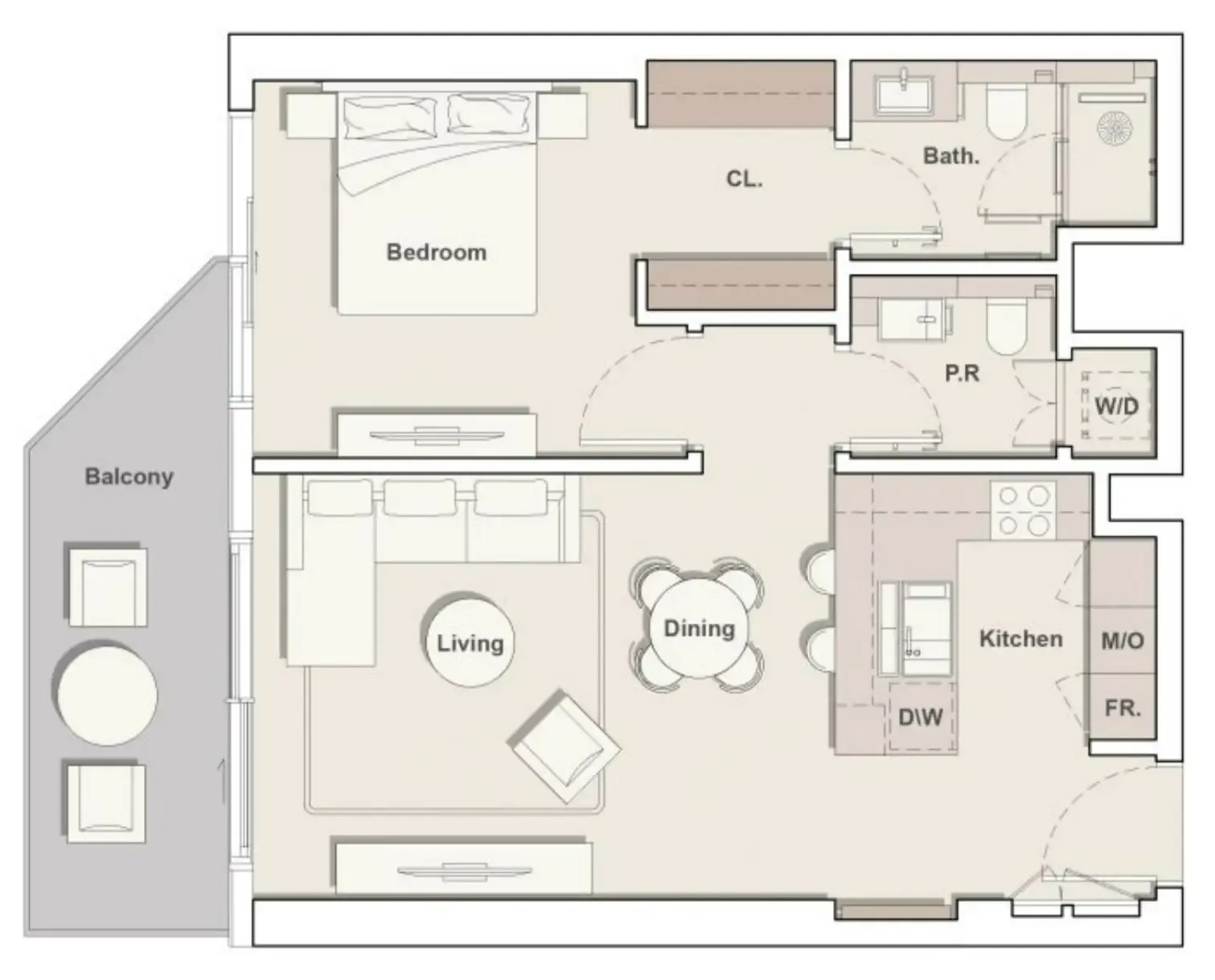 Eltiera Views 1 bed floor plan, 834 sqft