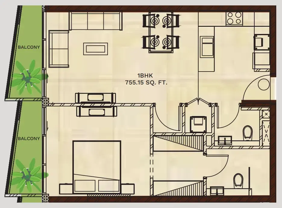 Gateway by Premier Choice 1 bed floor plan, 758 sqft