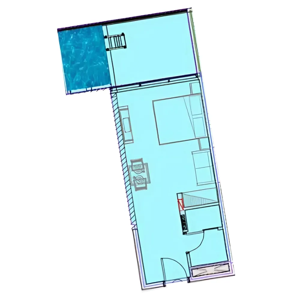 Samana Golf Views Studio floor plan, 466 sqft