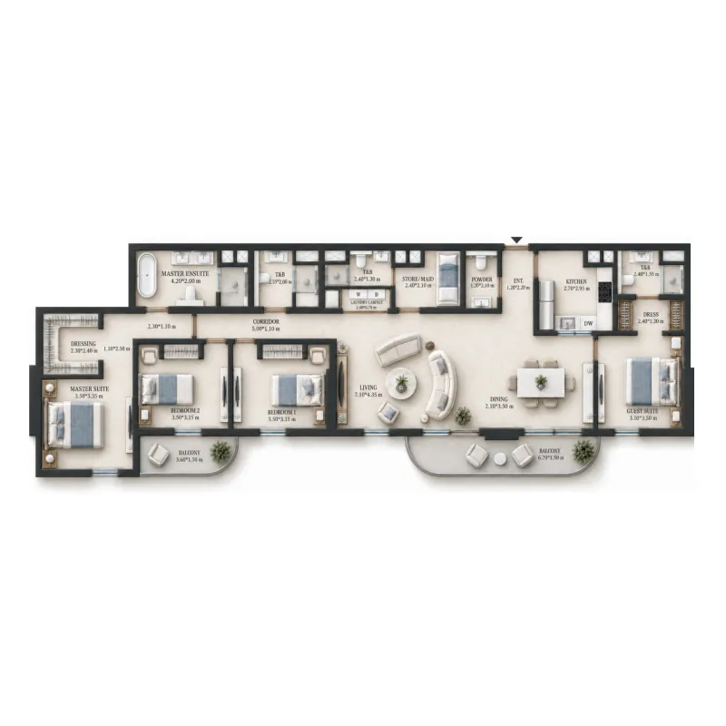 Verso 4 bed floor plan, 1,802 – 1,874 sqft