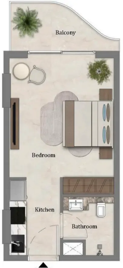 Mirari Lagoon by Zoya Studio floor plan, 357 sqft