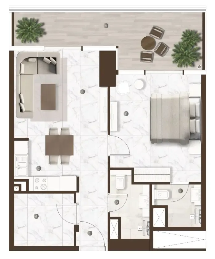 Onda by Kasco 1 bed floor plan, 646 sqft