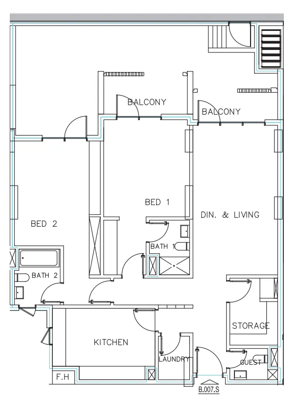 Janayen Avenue 2 bed floor plan, 1,966 sqft