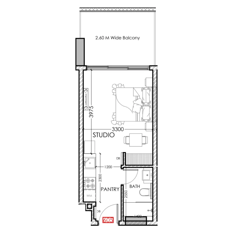 Al Haseen Residences 5 Studio floor plan, 369 sqft