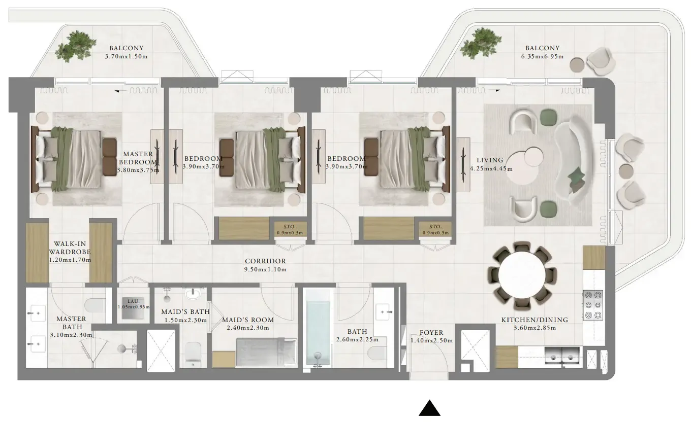 Sera 1 3 bed floor plan, 1,681 sqft
