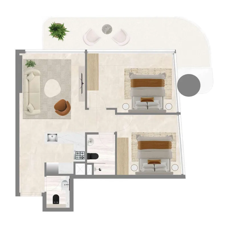 Celesto 4 2 bed floor plan, 814 – 1,160 sqft