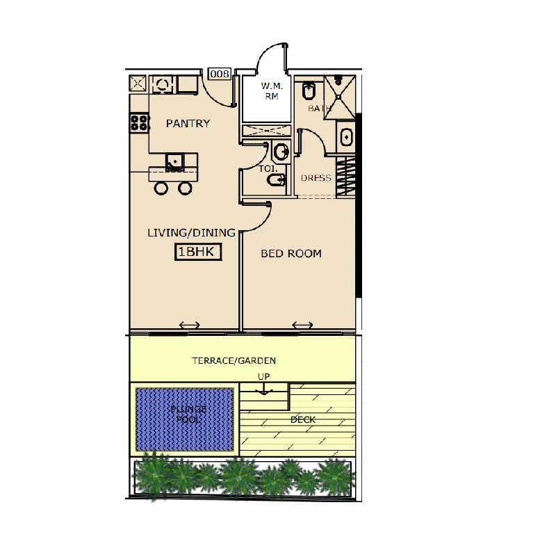 Azra Residence 1 bed floor plan, 1,022 sqft