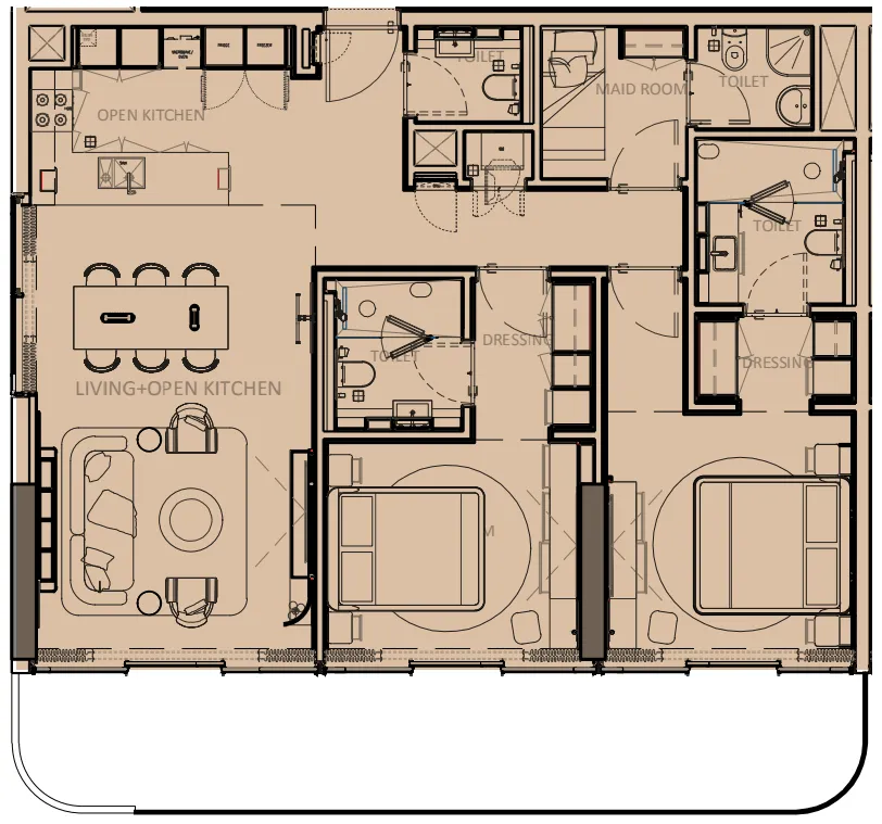Sunset Bay Grand 2 bed floor plan, 1,446 – 1,661 sqft