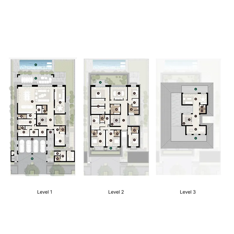Hudayriyat Golf Estates 6 bed floor plan, 9,795 – 12,378 sqft