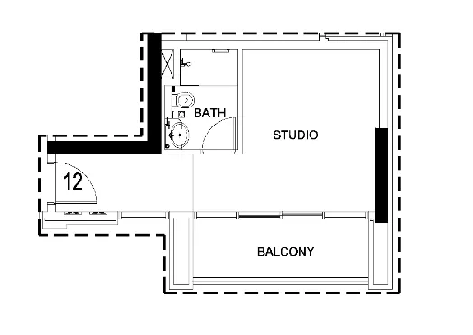 Damac Hills 2 - Hotel Edge by Rotana Studio floor plan, 371 sqft
