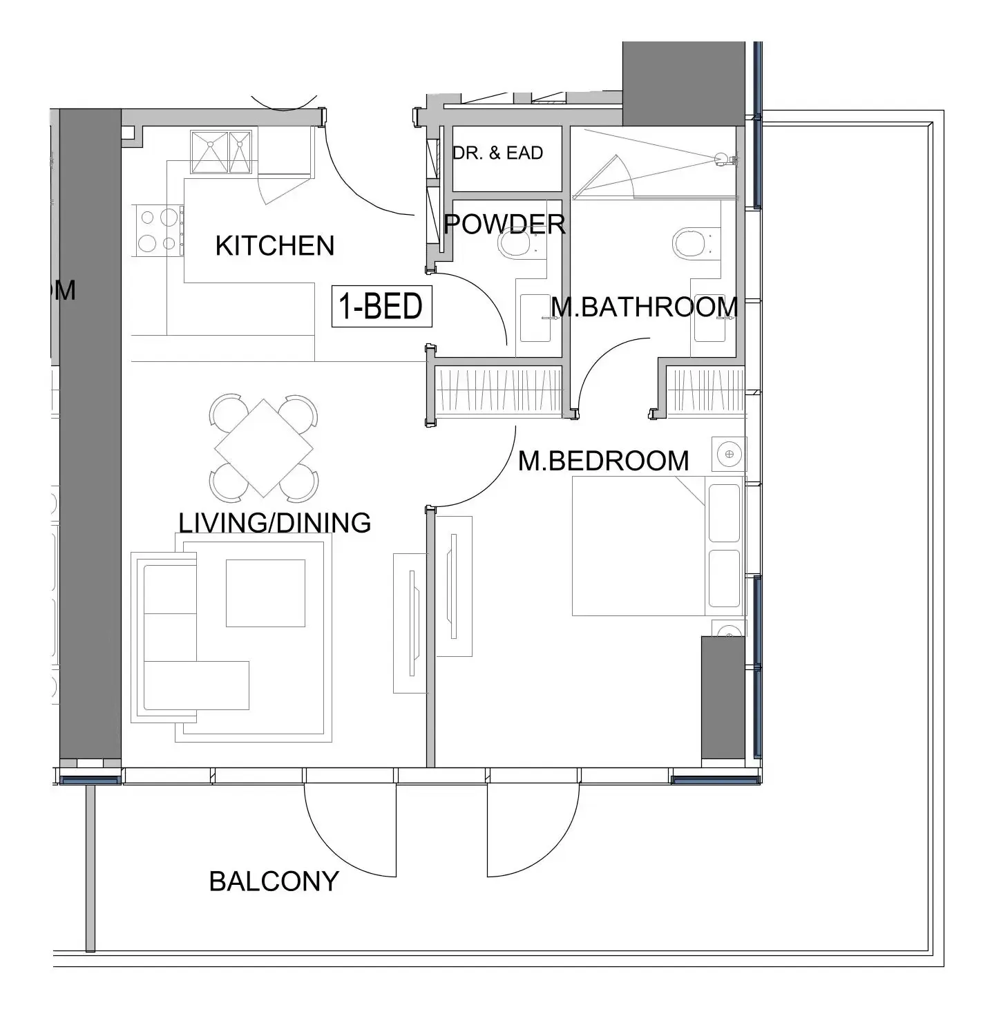 Damac Safa Gate 1 bed floor plan, 983 sqft