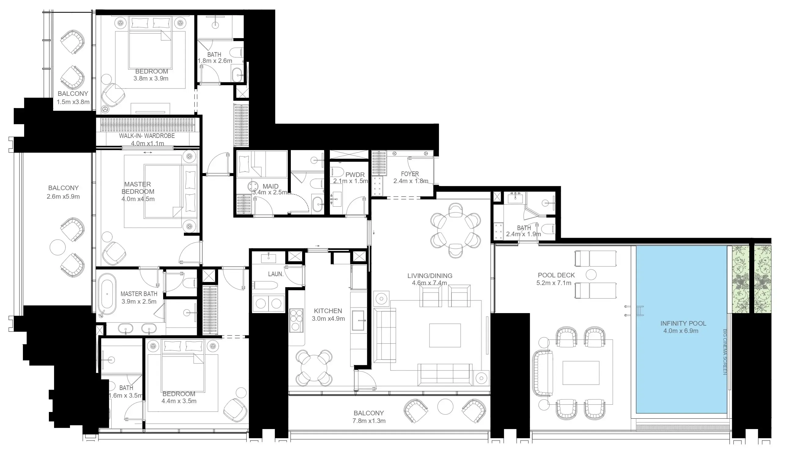Burj Binghatti Jacob and Co Residences 3 bed floor plan, 3,264 sqft