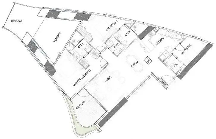 Safa One de Grisogono 2 bed floor plan, 2,156 sqft