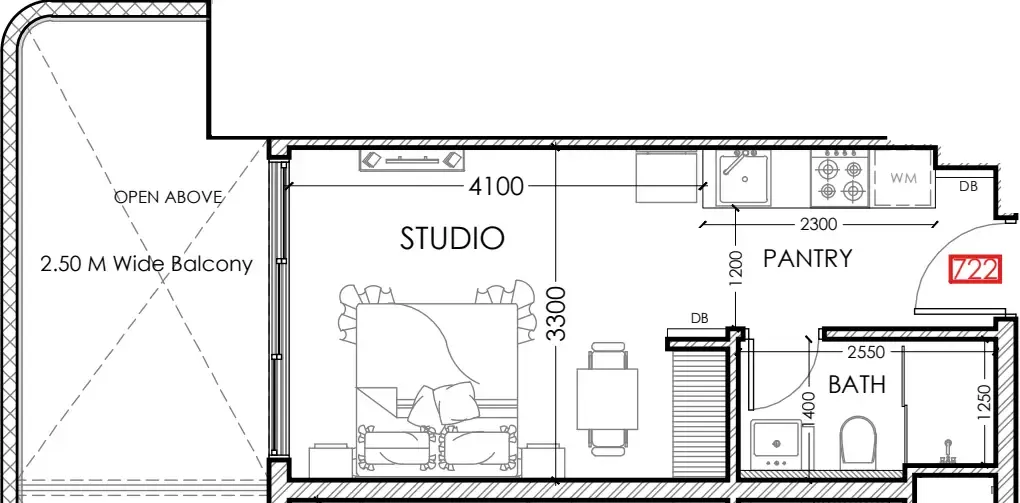 Al Haseen Residences 5 Studio floor plan, 402 sqft