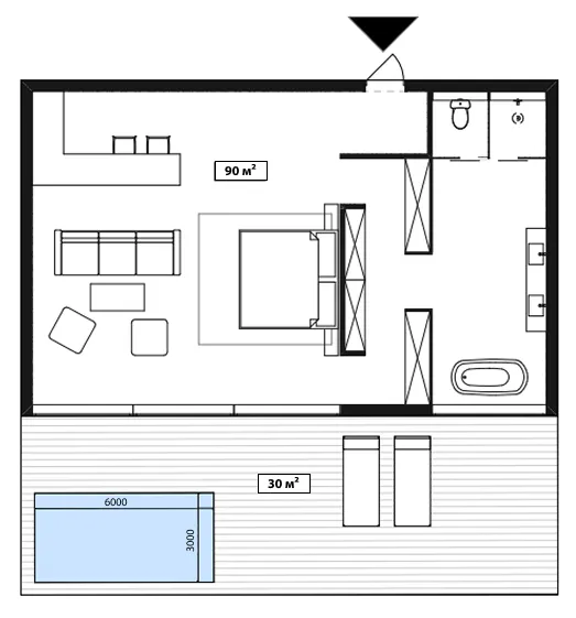 Anta MediSpa Villas Resort 1 bed floor plan, 1,292 sqft