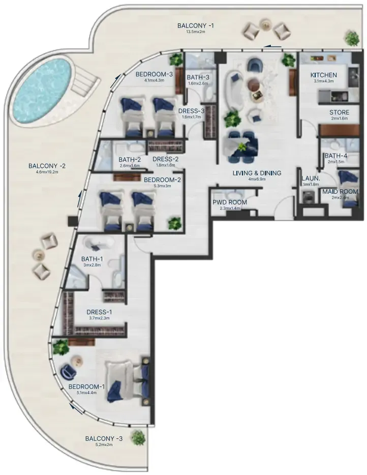 Acacia by BNW Developments 3 bed floor plan, 2,900 sqft