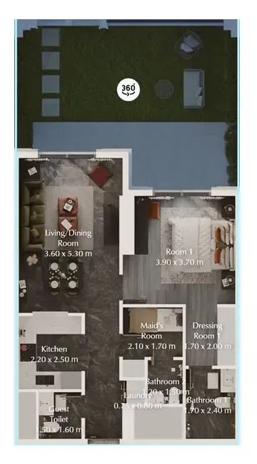 Bab Al Qasr Garden Residences 65 1 bed floor plan, 1,073 sqft