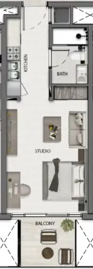 Avana Residences Studio floor plan, 394 sqft