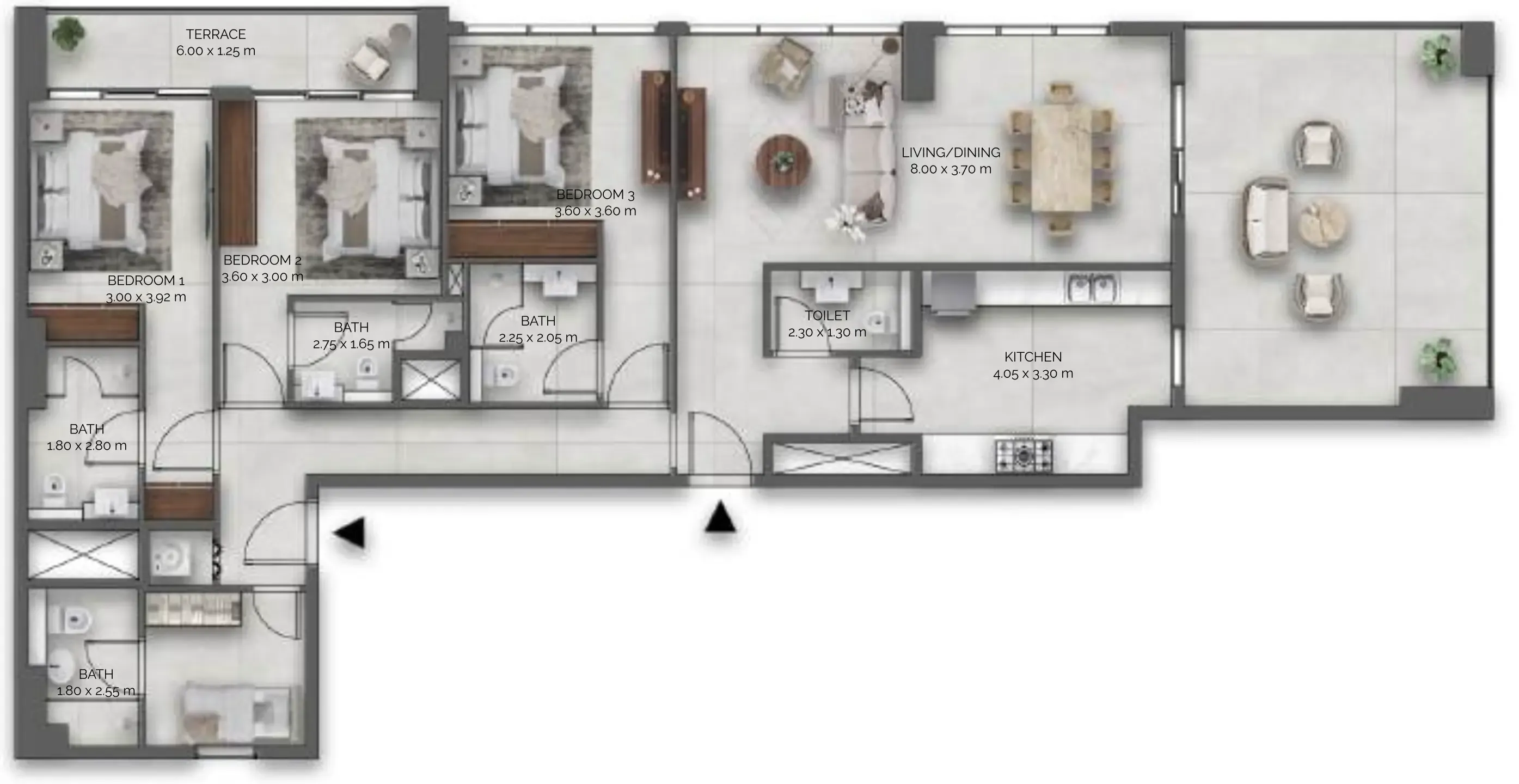 Amazonia Residence 3 bed floor plan, 1,931 sqft