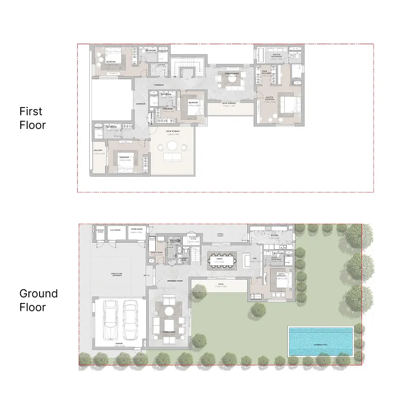 Elwood 5 bed floor plan, 5,821 sqft