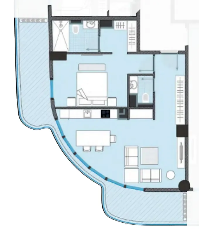 NEXT Coral 1 bed floor plan, 922 sqft