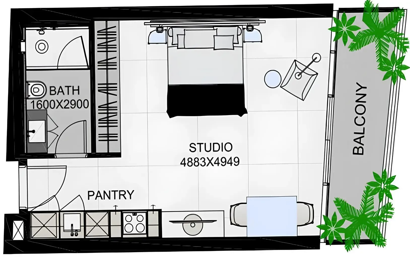 The Community Sports Arena Studio floor plan, 512 sqft