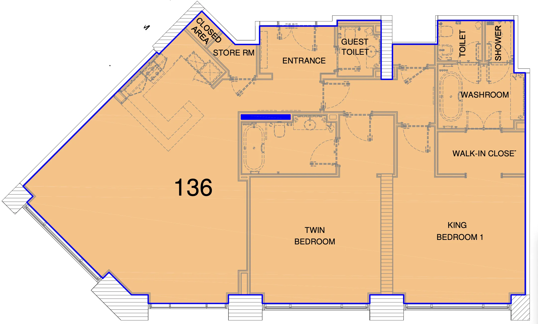 Fairmont Marina Residences 2 bed floor plan, 1,585 sqft