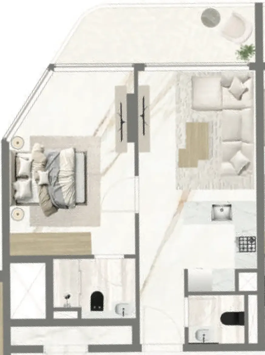 Celesto 2 1 bed floor plan, 565 sqft