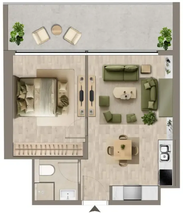Colibri Views 1 bed floor plan, 576 – 590 sqft