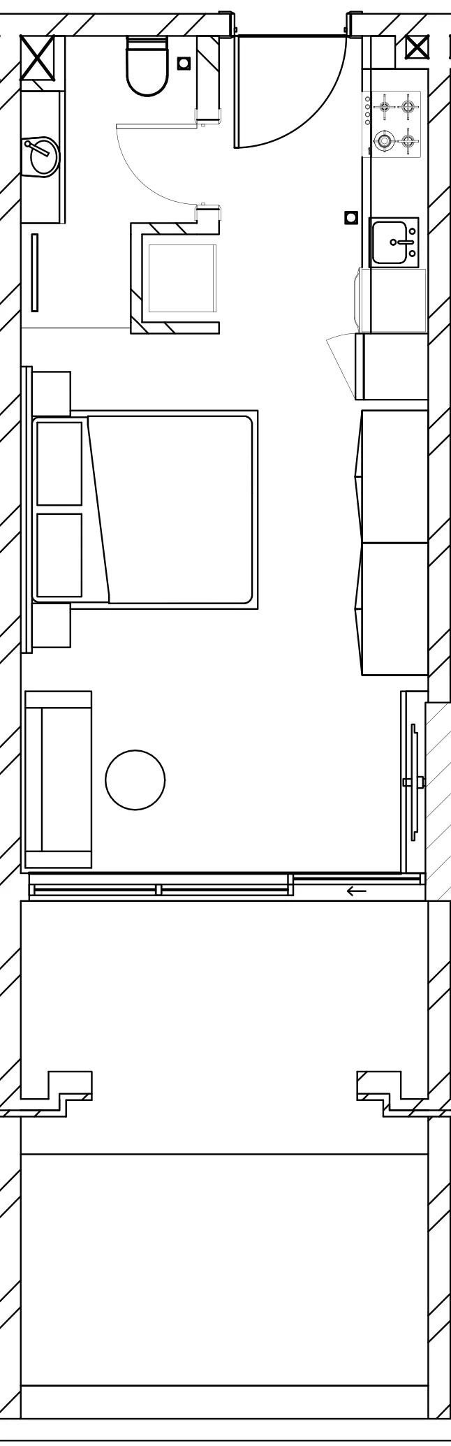 Berkeley Square Studio floor plan, 531 sqft