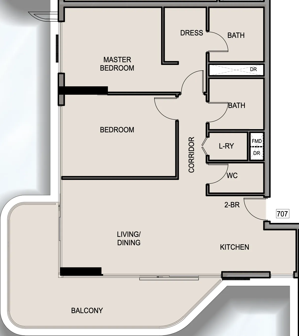 Edgewater Residences 1, 2 and 3 2 bed floor plan, 1,272 sqft