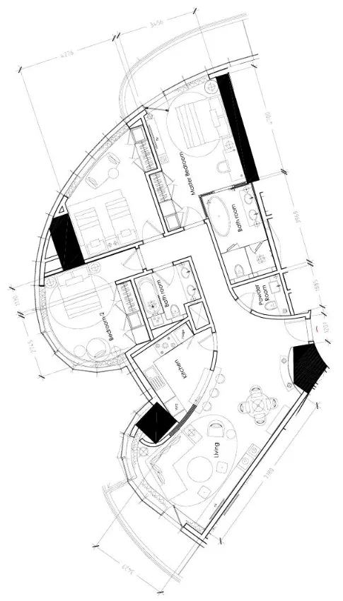 Damac Towers by Paramount 3 bed floor plan, 1,744 sqft