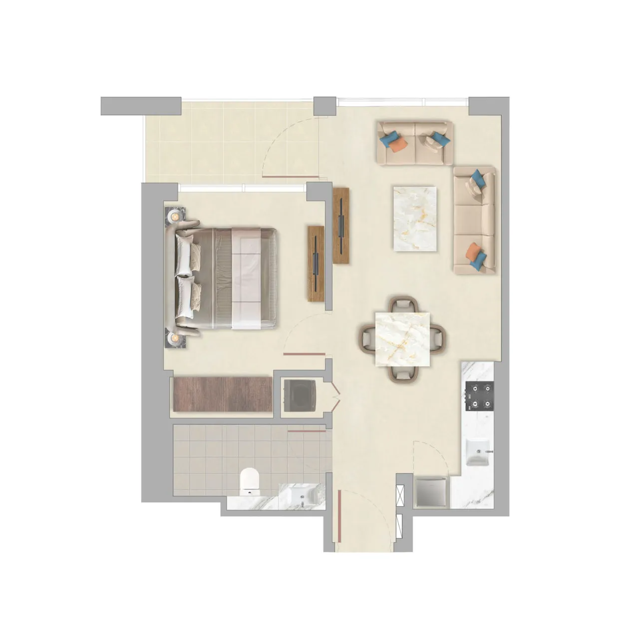 The Woods Abode at Sobha Sanctuary 1 bed floor plan, 539 sqft
