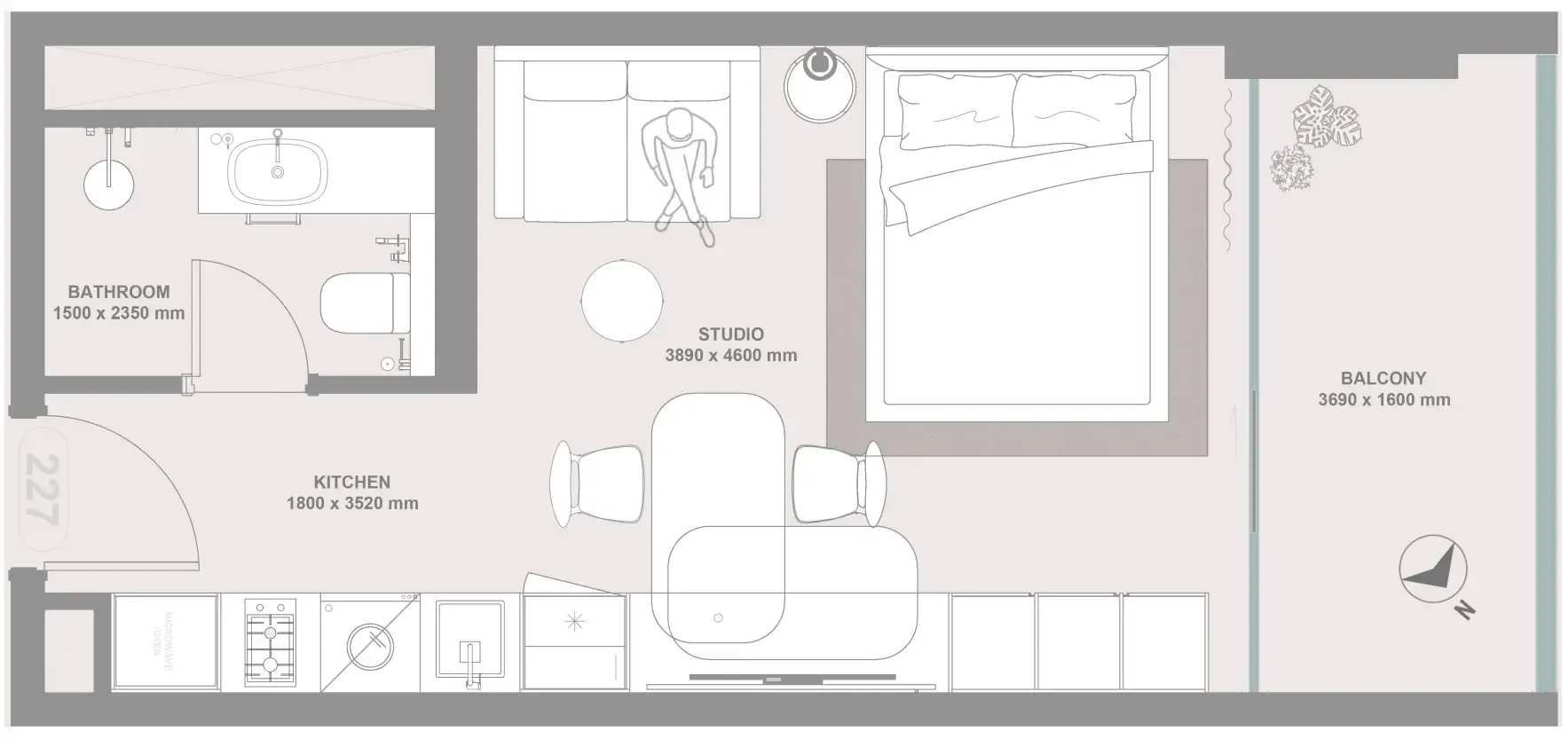 Linea by Holm Studio floor plan, 539 – 552 sqft