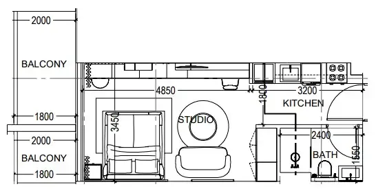 Al Haseen Residences 6 Studio floor plan, 422 sqft