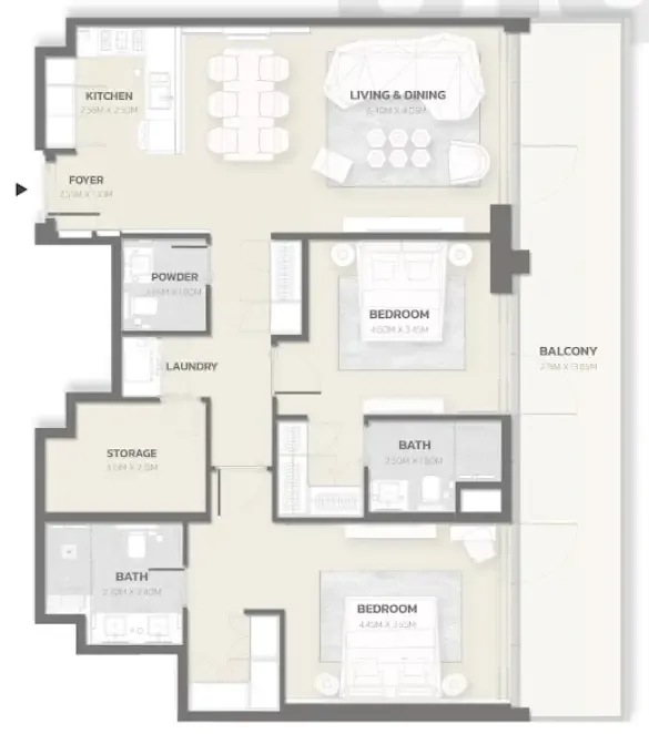 Tonino Lamborghini Residences 2 bed floor plan, 1,534 – 1,537 sqft