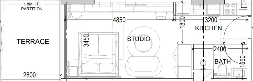 Al Haseen Residences 6 Studio floor plan, 432 sqft