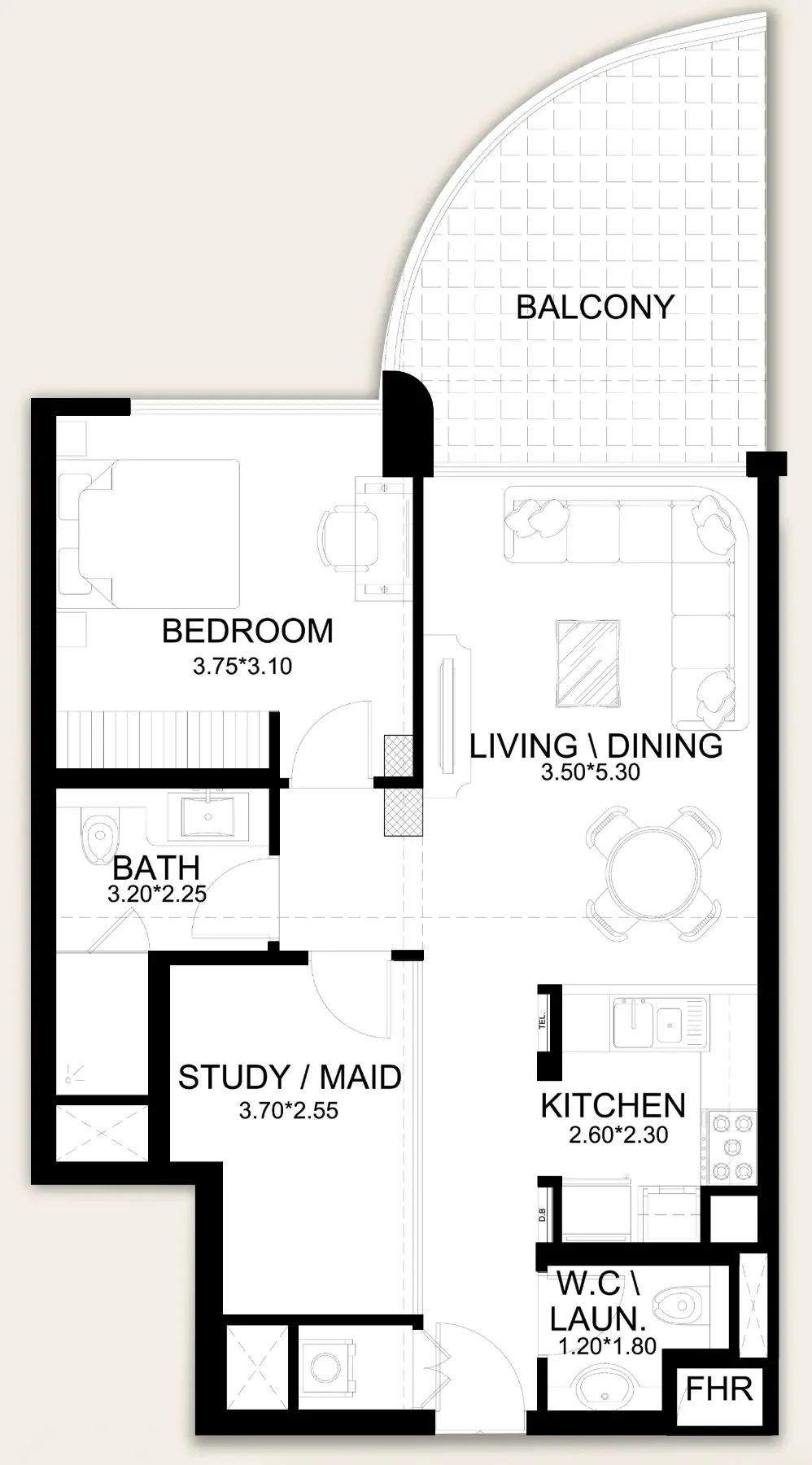 X11 1 bed floor plan, 962 sqft