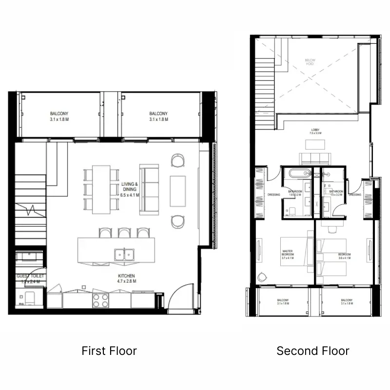 il teatro Residences 1 and 2 2 bed floor plan, 2,344 sqft