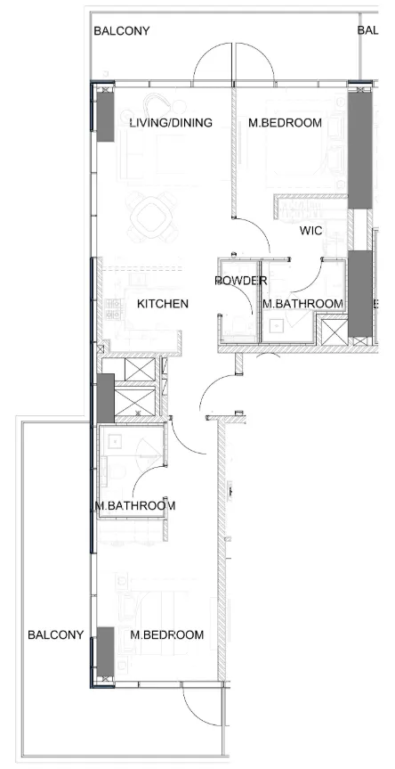 Damac Safa Gate 2 bed floor plan, 1,415 sqft