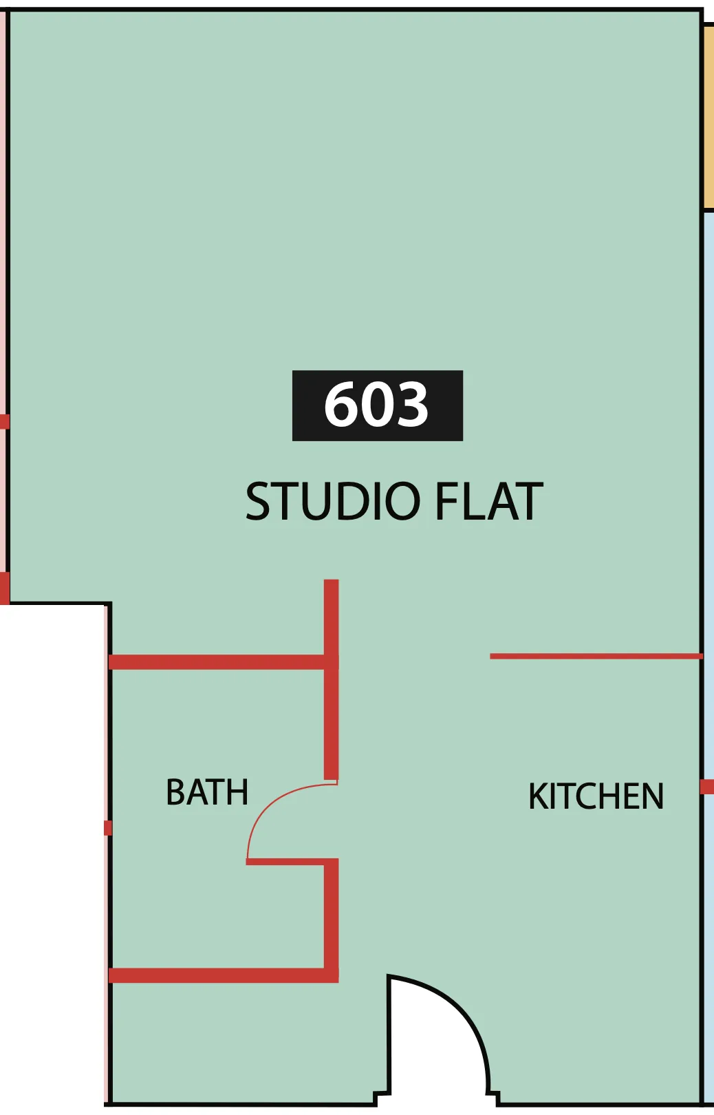Paradise View 1 Studio floor plan, 479 sqft