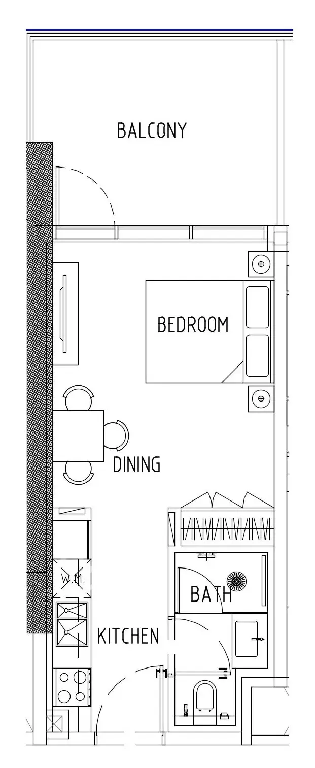 Damac District Studio floor plan, 437 sqft